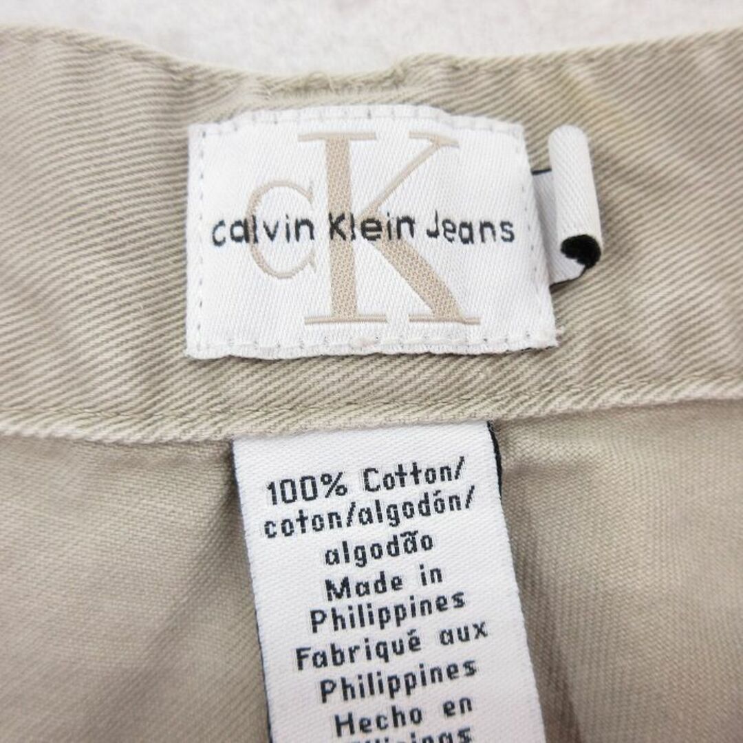 ck Calvin Klein(シーケーカルバンクライン)のW36★古着 カルバンクライン Calvin Klein パンツ メンズ コットン ベージュ カーキ 24feb20 中古 ボトムス ロング メンズのパンツ(ワークパンツ/カーゴパンツ)の商品写真
