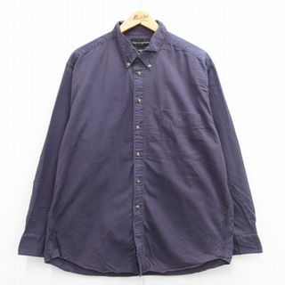 XL★古着 長袖 シャツ メンズ 00年代 00s コットン ボタンダウン 紫 パープル 24feb20 中古 トップス(シャツ)