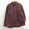 XL★古着 ラングラー Wrangler 長袖 ワーク シャツ メンズ コットン ボタンダウン エンジ 24feb16 中古 トップス