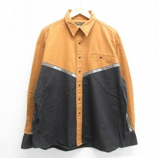 ラングラー(Wrangler)のXL★古着 ラスラー ラングラー Wrangler 長袖 ウエスタン シャツ メンズ 00年代 00s 大きいサイズ ツートンカラー コットン 茶他 ブラウン 24feb17 中古 トップス(シャツ)