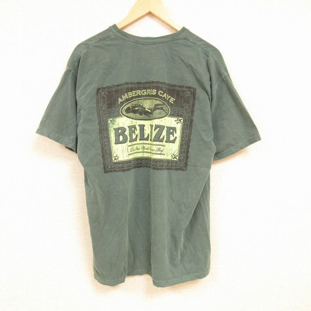 XL★古着 半袖 Tシャツ メンズ ベリーズ 大きいサイズ コットン クルーネック 緑 グリーン 24feb16 中古 メンズのトップス(Tシャツ/カットソー(半袖/袖なし))の商品写真