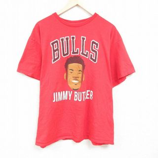 XL★古着 半袖 Tシャツ メンズ NBA シカゴブルズ ジミーバトラー 大きいサイズ クルーネック 赤 レッド バスケットボール 24feb17 中古(Tシャツ/カットソー(半袖/袖なし))