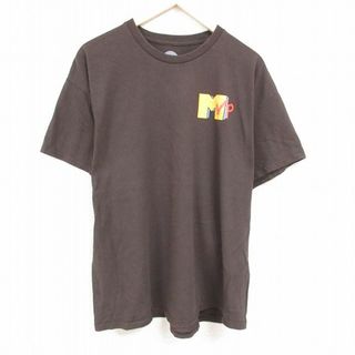 XL★古着 半袖 Tシャツ メンズ MVP 大きいサイズ コットン クルーネック こげ茶 ブラウン 24feb19 中古(Tシャツ/カットソー(半袖/袖なし))