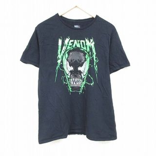 マーベル(MARVEL)のL★古着 半袖 Tシャツ メンズ マーベル ヴェノム コットン クルーネック 黒 ブラック 24feb20 中古(Tシャツ/カットソー(半袖/袖なし))