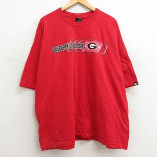 スターター(STARTER)のXL★古着 スターター STARTER 半袖 ビンテージ Tシャツ メンズ 00年代 00s ジョージア 大学 大きいサイズ コットン クルーネック 赤 レッド 24feb16 中古(Tシャツ/カットソー(半袖/袖なし))