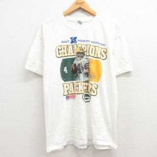 L★古着 半袖 ビンテージ Tシャツ メンズ 00年代 00s NFL グリーンベイパッカーズ コットン クルーネック 白 ホワイト アメフト スーパーボウル 24feb16 中古(Tシャツ/カットソー(半袖/袖なし))