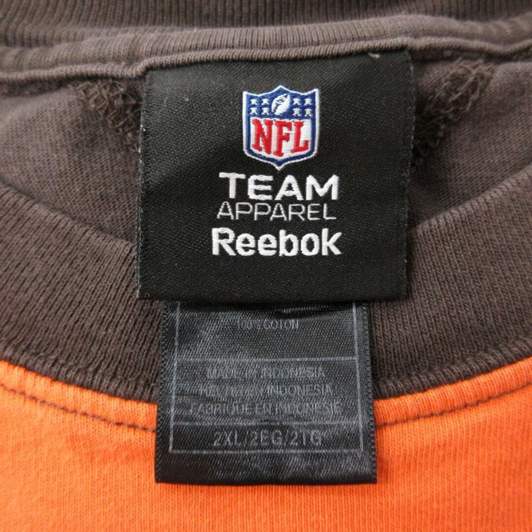 Reebok(リーボック)のXL★古着 リーボック REEBOK 半袖 ビンテージ Tシャツ メンズ 00年代 00s NFL クリーブランドブラウンズ ツートンカラー 大きいサイズ ロング丈 コットン クルーネック オレンジ他 アメフト スーパーボウル 24feb16 中古 メンズのトップス(Tシャツ/カットソー(半袖/袖なし))の商品写真