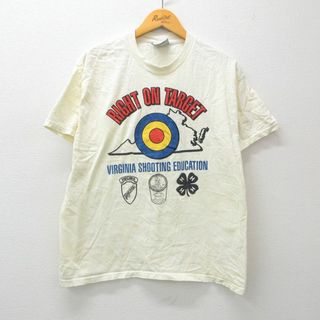 リー(Lee)のXL★古着 リー Lee 半袖 ビンテージ Tシャツ メンズ 90年代 90s バージニア TARGET コットン クルーネック USA製 薄黄系 イエロー 24feb17 中古(Tシャツ/カットソー(半袖/袖なし))