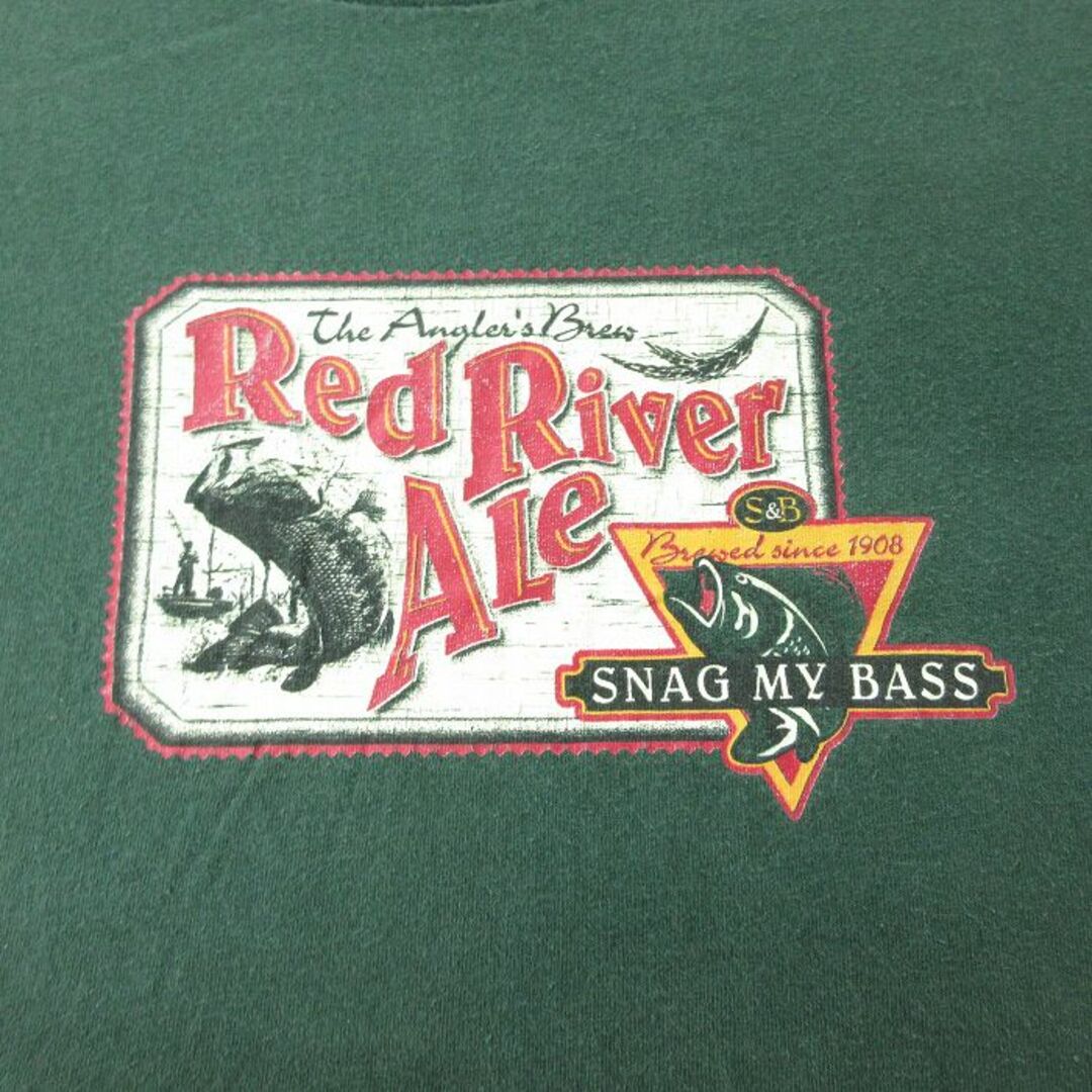 XL★古着 半袖 ビンテージ Tシャツ メンズ 00年代 00s ブラックバス Red River Ale 大きいサイズ コットン クルーネック 緑 グリーン 24feb17 中古 メンズのトップス(Tシャツ/カットソー(半袖/袖なし))の商品写真