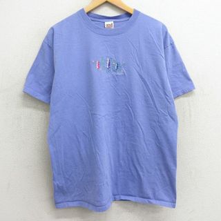 L★古着 半袖 ビンテージ Tシャツ メンズ 00年代 00s 木 ミネソタ 刺繍 コットン クルーネック 薄紫 パープル 24feb17 中古(Tシャツ/カットソー(半袖/袖なし))