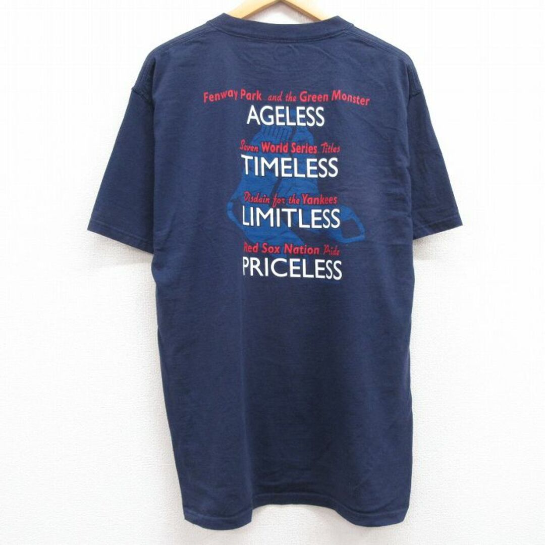 Lee(リー)のXL★古着 リー Lee 半袖 ビンテージ Tシャツ メンズ 00年代 00s MLB ボストンレッドソックス コットン クルーネック 紺 ネイビー メジャーリーグ ベースボール 野球 24feb20 中古 メンズのトップス(Tシャツ/カットソー(半袖/袖なし))の商品写真