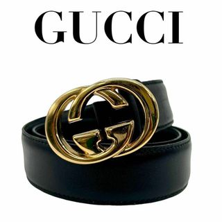 Gucci - GUCCI グッチ　H インターロッキング　ゴールド金具　ベルト　レディース