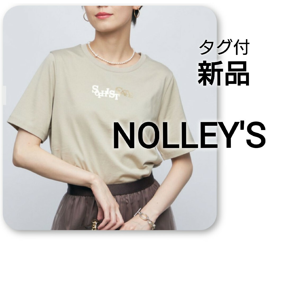 NOLLEY'S(ノーリーズ)の新品 タグ付き ノーリーズ 箔プリントショート丈Tシャツ NOLLEY'S レディースのトップス(カットソー(半袖/袖なし))の商品写真