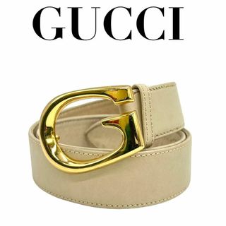 グッチ(Gucci)のGUCCI グッチ　H ベルト　白　ゴールドバックル　Gロゴ金具　レディース(ベルト)