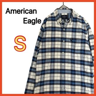 American Eagle - アメリカンイーグル コットンシャツ チェック柄 刺繍ロゴ カジュアル Sサイズ