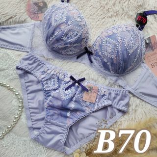 №623【B70】フェアリーグラデーションフラワーブラジャー&フルバックショーツ(ブラ&ショーツセット)