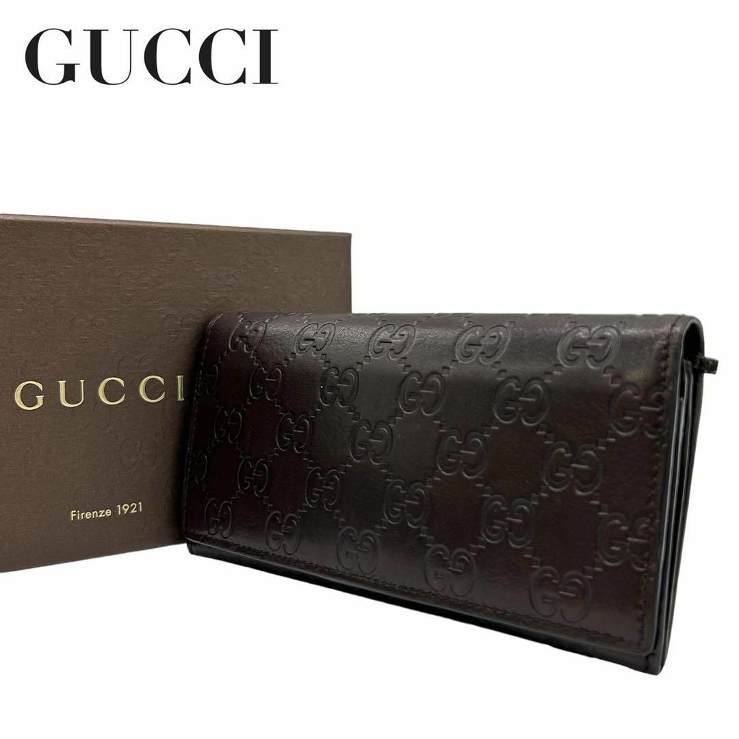 GUCCI グッチ　w2 長財布　レザー　シマ　ロングウォレット　GG柄　黒 | フリマアプリ ラクマ