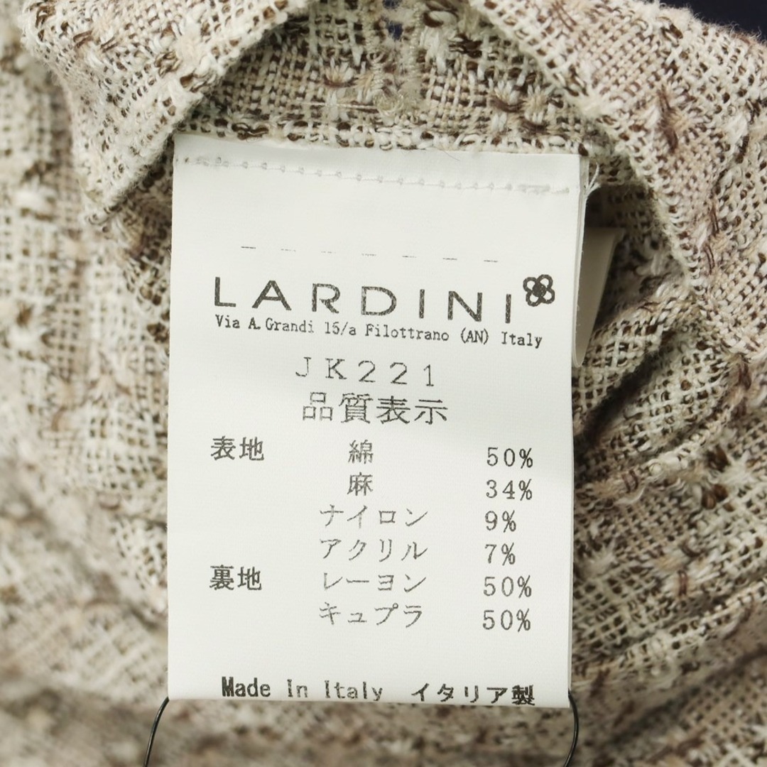 LARDINI(ラルディーニ)の【中古】ラルディーニ LARDINI コットンリネン カジュアルジャケット ベージュxホワイト×ダークブラウン【サイズ52】【メンズ】 メンズのジャケット/アウター(テーラードジャケット)の商品写真