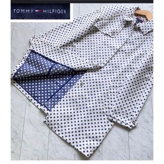 TOMMY HILFIGER - TOMMY HILFIGER ステンカラーコート　XL  水玉　ホワイト