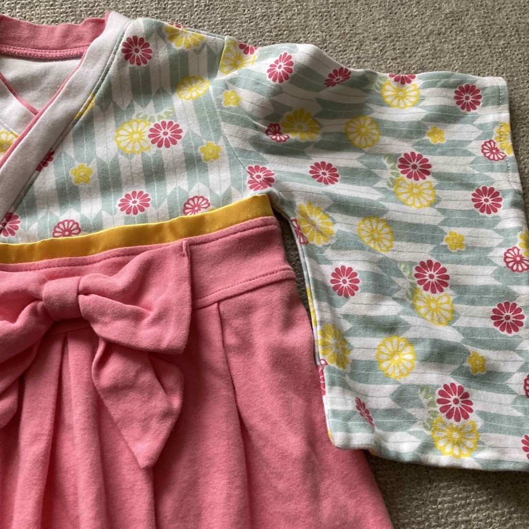 女の子  つなぎ はかま ロンパース  ピンク  サイズ80 キッズ/ベビー/マタニティのベビー服(~85cm)(和服/着物)の商品写真
