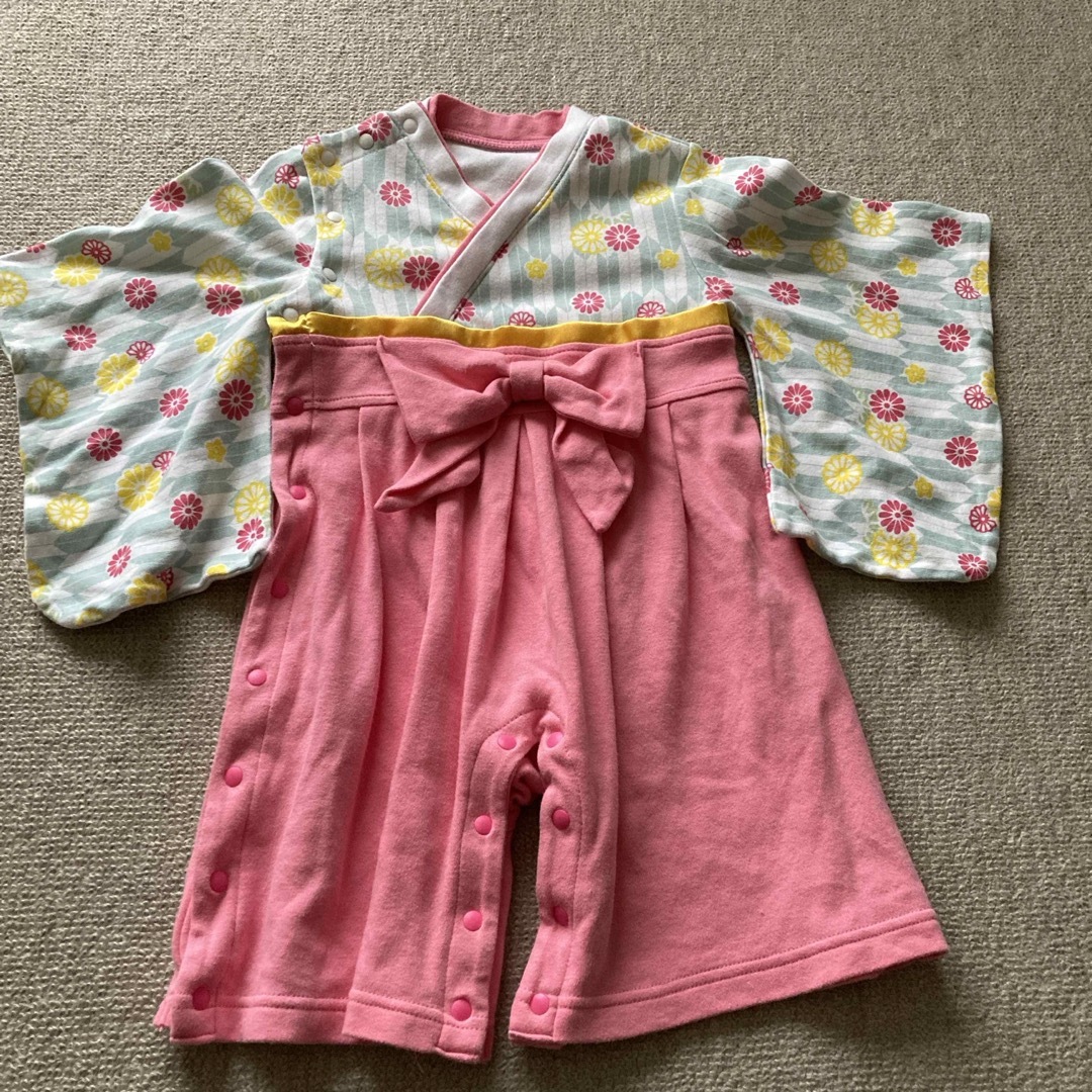 女の子  つなぎ はかま ロンパース  ピンク  サイズ80 キッズ/ベビー/マタニティのベビー服(~85cm)(和服/着物)の商品写真