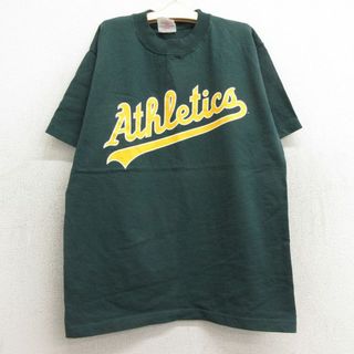 マジェスティック(Majestic)の古着 マジェスティック 半袖 Tシャツ キッズ ボーイズ 子供服 MLB オークランドアスレチックス 12 コットン クルーネック 緑 グリーン メジャーリーグ ベースボール 野球 24feb22(シャツ/カットソー)