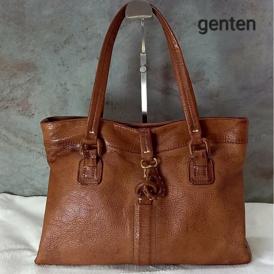 genten(ゲンテン)のゲンテン　genten　ハンドバッグ　レザー　ブラウン レディースのバッグ(ハンドバッグ)の商品写真