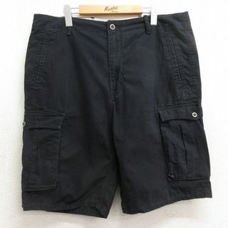 リーバイス(Levi's)のW36★古着 リーバイス Levis ショート カーゴ パンツ ショーツ メンズ リップストップ コットン 黒 ブラック 24feb22 中古 ボトムス 短パン ショーパン(ワークパンツ/カーゴパンツ)