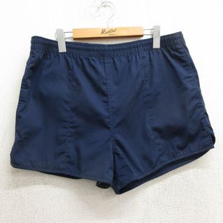 ランズエンド(LANDS’END)のW34★古着 ランズエンド ショート トレーニング パンツ ショーツ メンズ 90年代 90s USA製 紺 ネイビー 24feb22 中古 ボトムス 短パン ショーパン(ワークパンツ/カーゴパンツ)