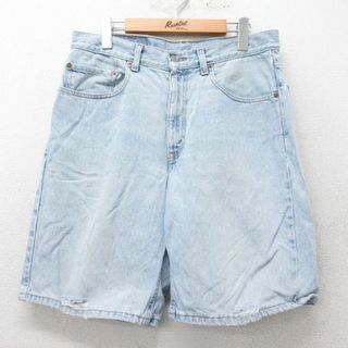 リーバイス(Levi's)のW33★古着 リーバイス Levis 550 ショート パンツ ショーツ メンズ 00年代 00s コットン 薄紺 ネイビー デニム 24feb24 中古 ボトムス 短パン ショーパン ハーフ(ワークパンツ/カーゴパンツ)