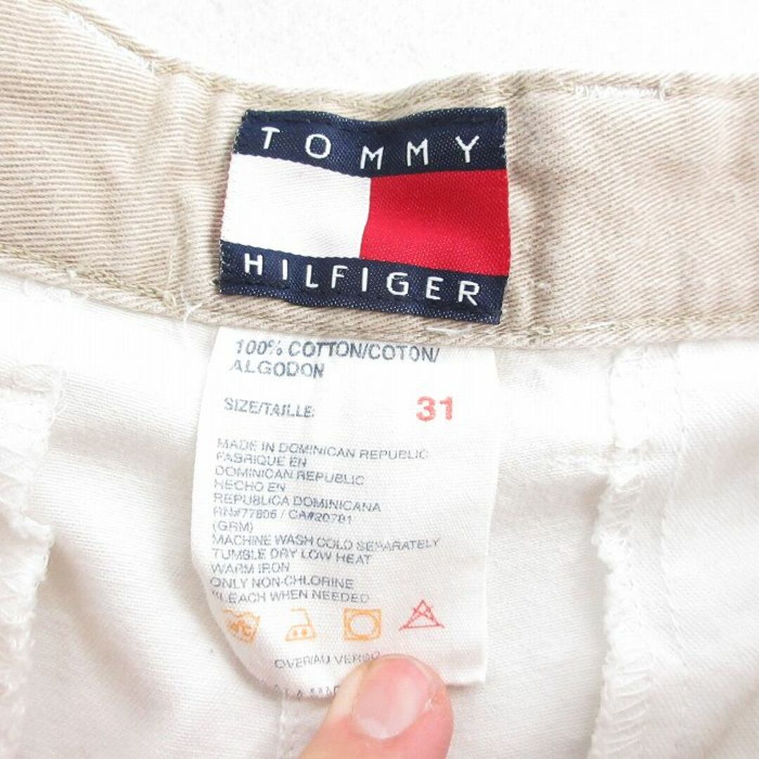 TOMMY HILFIGER(トミーヒルフィガー)のW31★古着 トミーヒルフィガー TOMMY HILFIGER ブランド ショート チノ パンツ ショーツ チノパン メンズ 90年代 90s ワンポイントロゴ コットン 白 ホワイト 24feb24 中古 ボトムス 短パン ショーパン メンズのパンツ(ワークパンツ/カーゴパンツ)の商品写真