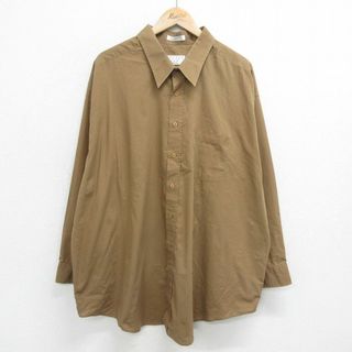 XL★古着 長袖 シャツ メンズ 90年代 90s 大きいサイズ 茶 ブラウン 24feb21 中古 トップス(シャツ)