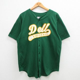 L★古着 半袖 ベースボール シャツ メンズ 90年代 90s Dell ソフトボール ロング丈 USA製 緑 グリーン 24feb22 中古 トップス(シャツ)