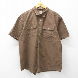 エルエルビーン(L.L.Bean)のXL★古着 エルエルビーン LLBEAN 半袖 シャツ メンズ 00年代 00s 大きいサイズ ロング丈 コットン 茶 ブラウン 24feb24 中古 トップス(シャツ)