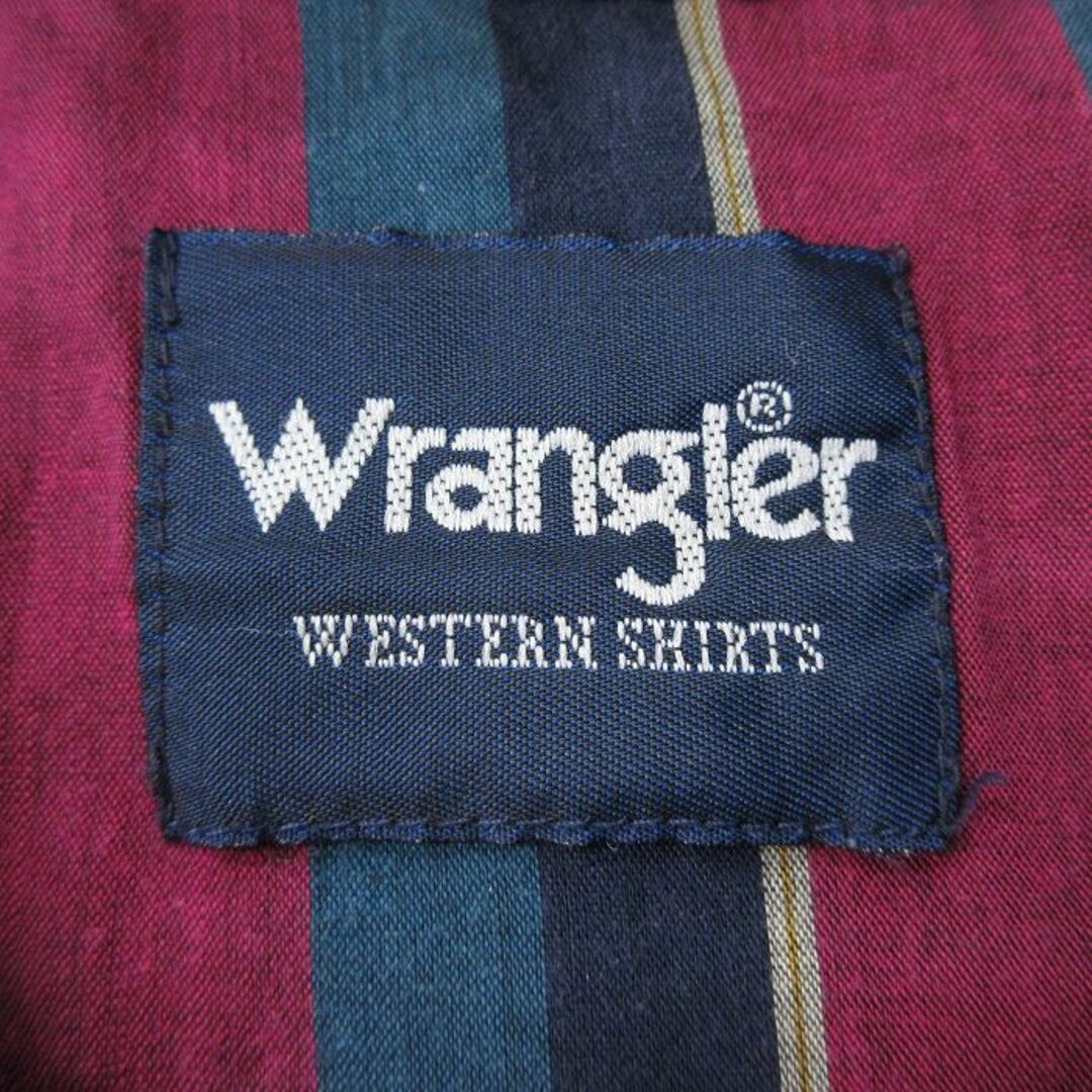 Wrangler(ラングラー)のXL★古着 ラングラー Wrangler 半袖 ウエスタン シャツ メンズ ロング丈 エンジ他 ストライプ 24feb24 中古 トップス メンズのトップス(シャツ)の商品写真