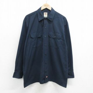 ディッキーズ(Dickies)のXL★古着 ディッキーズ Dickies 長袖 ワーク シャツ メンズ 紺 ネイビー 24feb21 中古 トップス(シャツ)