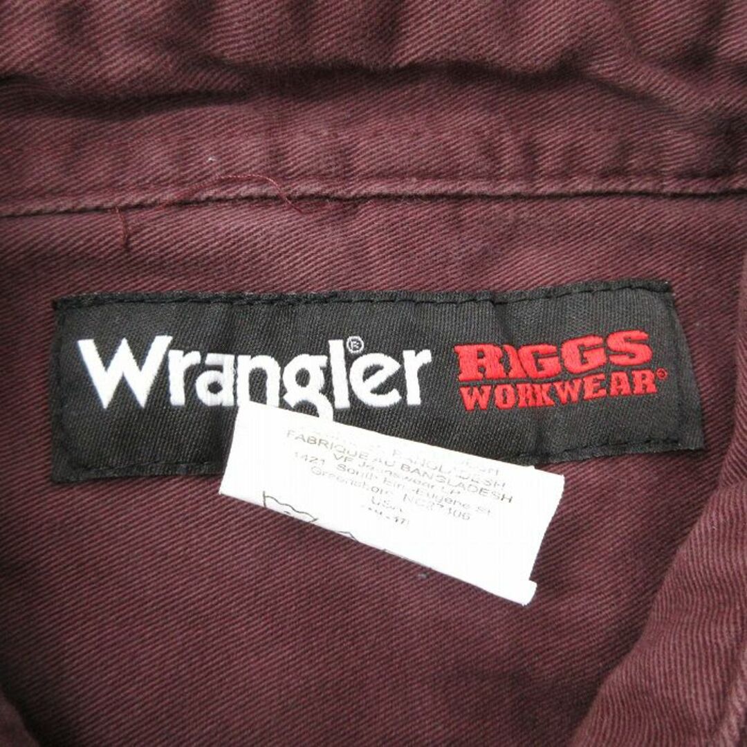 Wrangler(ラングラー)のM★古着 ラングラー Wrangler 長袖 ワーク シャツ メンズ コットン エンジ 24feb22 中古 トップス メンズのトップス(シャツ)の商品写真
