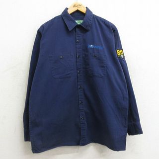 レッドキャップ(RED KAP)のXL★古着 レッドキャップ 長袖 ワーク シャツ メンズ ナイソース 811 コットン 紺 ネイビー 24feb22 中古 トップス(シャツ)