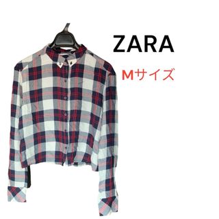 ザラ(ZARA)の【ZARA】ザラ　ショート丈シャツ　ネルシャツ　ブラウス　チェック　Mサイズ(シャツ/ブラウス(長袖/七分))