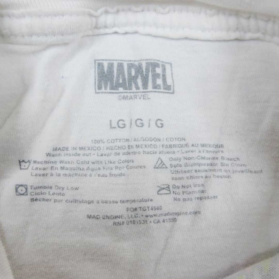 MARVEL(マーベル)のL★古着 半袖 Tシャツ メンズ マーベル スパイダーマン コットン クルーネック 白 ホワイト 24feb22 中古 メンズのトップス(Tシャツ/カットソー(半袖/袖なし))の商品写真