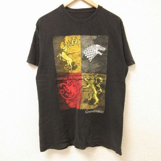 XL★古着 半袖 Tシャツ メンズ ドラマ ゲームオブスローンズ クルーネック 黒 ブラック 24feb23 中古(Tシャツ/カットソー(半袖/袖なし))