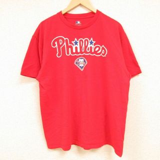 フィラ(FILA)のXL★古着 半袖 Tシャツ メンズ MLB フィラデルフィアフィリーズ クルーネック 赤 レッド メジャーリーグ ベースボール 野球 24feb23 中古(Tシャツ/カットソー(半袖/袖なし))