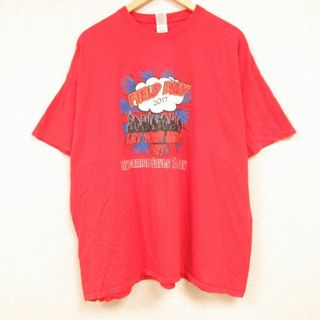 XL★古着 半袖 Tシャツ メンズ FIELD DAY 大きいサイズ コットン クルーネック 赤 レッド 24feb23 中古(Tシャツ/カットソー(半袖/袖なし))