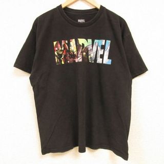 マーベル(MARVEL)のXL★古着 半袖 Tシャツ メンズ マーベル MARVEL コットン クルーネック 黒 ブラック 24feb23 中古(Tシャツ/カットソー(半袖/袖なし))