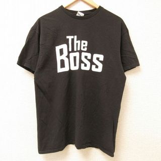 ボス(BOSS)のL★古着 半袖 Tシャツ メンズ The Boss コットン クルーネック 黒 ブラック 24feb24 中古(Tシャツ/カットソー(半袖/袖なし))