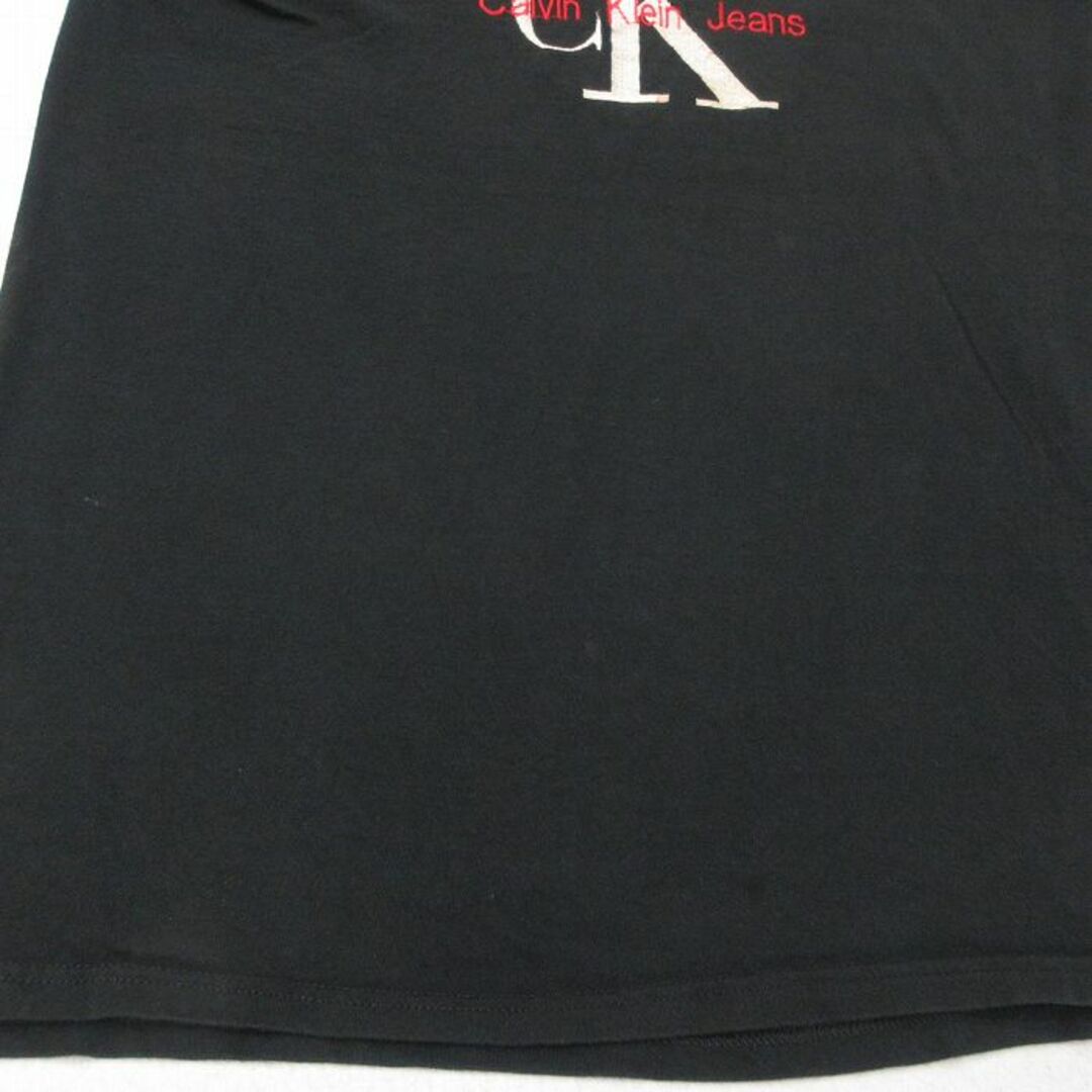 ck Calvin Klein(シーケーカルバンクライン)のXL★古着 カルバンクライン Calvin Klein 半袖 ビンテージ Tシャツ メンズ 00年代 00s ビッグロゴ 刺繍 大きいサイズ ロング丈 コットン クルーネック 黒 ブラック 24feb21 中古 メンズのトップス(Tシャツ/カットソー(半袖/袖なし))の商品写真