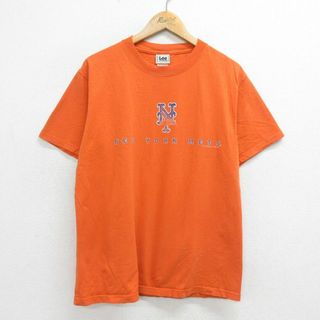 リー(Lee)のL★古着 リー Lee 半袖 ビンテージ Tシャツ メンズ 00年代 00s MLB ニューヨークメッツ クルーネック オレンジ メジャーリーグ ベースボール 野球 24feb21 中古(Tシャツ/カットソー(半袖/袖なし))