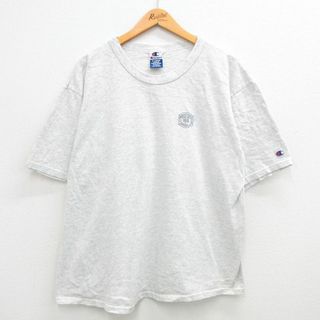 チャンピオン(Champion)のXL★古着 チャンピオン champion 半袖 ビンテージ Tシャツ メンズ 90年代 90s 大きいサイズ クルーネック 薄グレー 霜降り 24feb22 中古(Tシャツ/カットソー(半袖/袖なし))