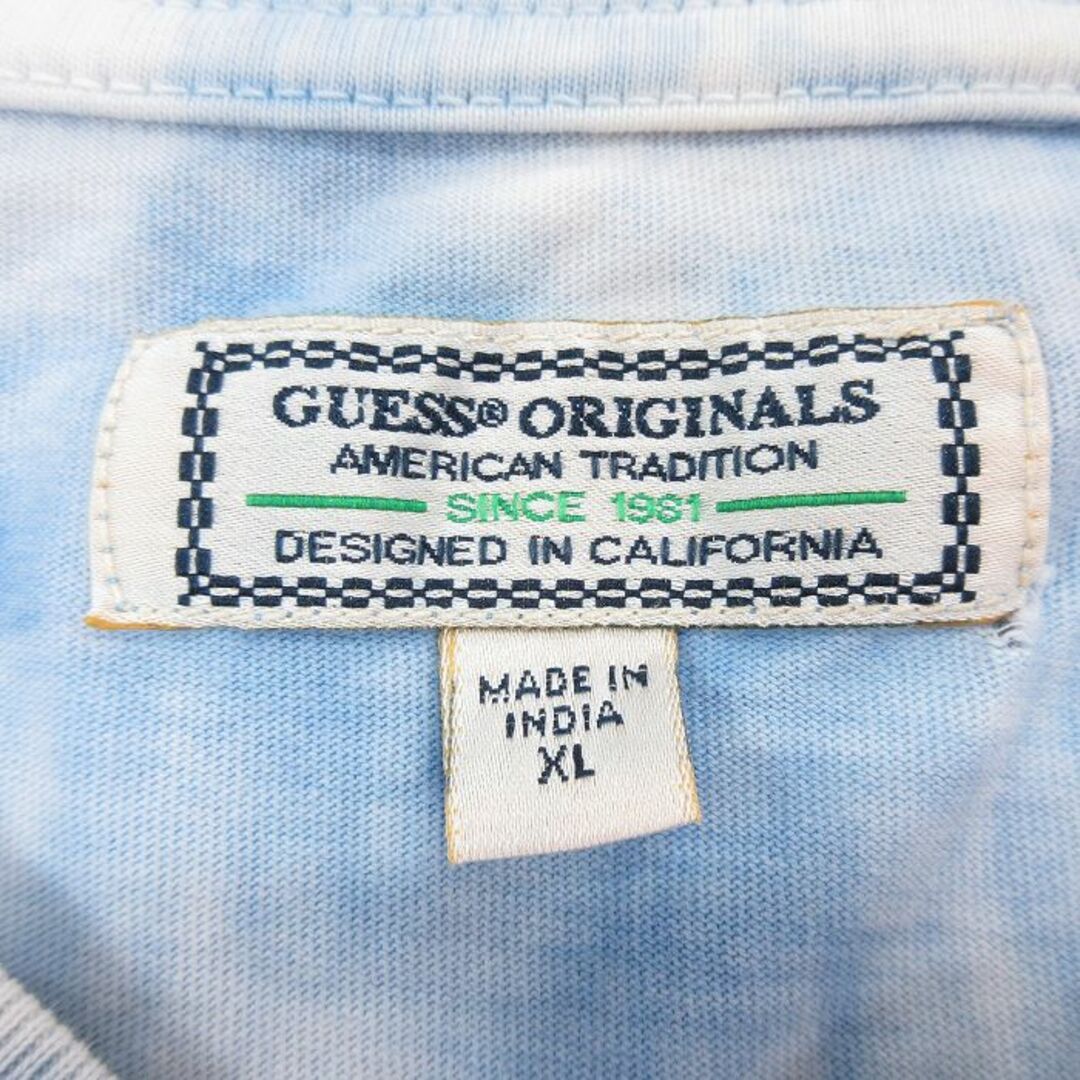 GUESS(ゲス)のXL★古着 ゲス GUESS 半袖 ビンテージ ブランド Tシャツ メンズ 00年代 00s ビッグロゴ 大きいサイズ コットン クルーネック 白他 ホワイト タイダイ 【spe】 24feb23 中古 メンズのトップス(Tシャツ/カットソー(半袖/袖なし))の商品写真