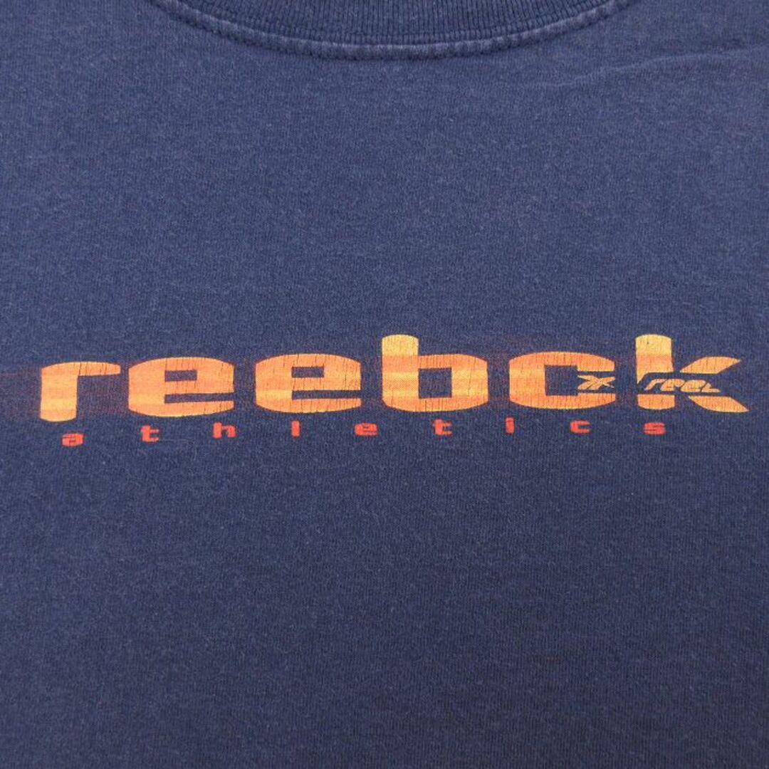 Reebok(リーボック)のXL★古着 リーボック REEBOK 半袖 ビンテージ Tシャツ メンズ 00年代 00s ビッグロゴ 大きいサイズ コットン クルーネック 紺 ネイビー 24feb23 中古 メンズのトップス(Tシャツ/カットソー(半袖/袖なし))の商品写真